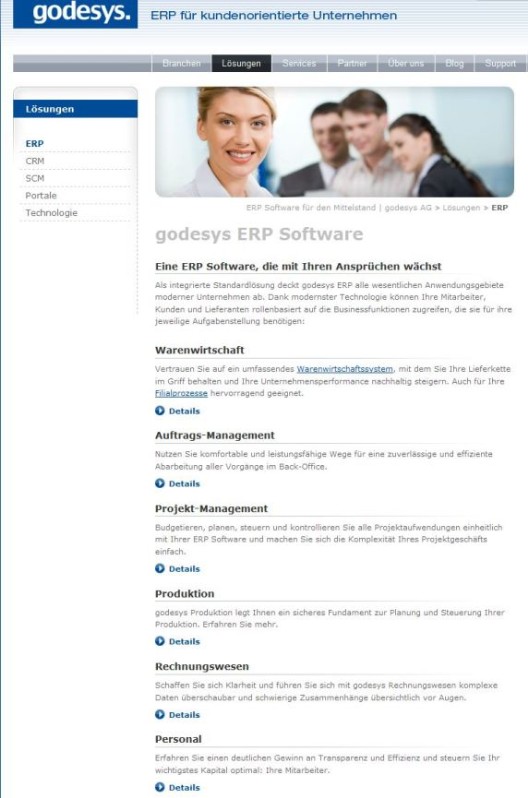 ERP-Auswahl godesys screenshot